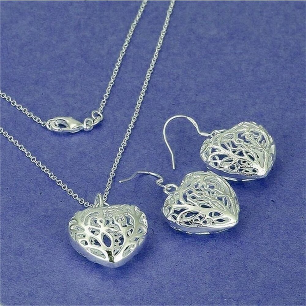 Paulina Filigree Full Heart Sterling Silver Pendant Necklace Gift Boxed - Picture 3 of 8